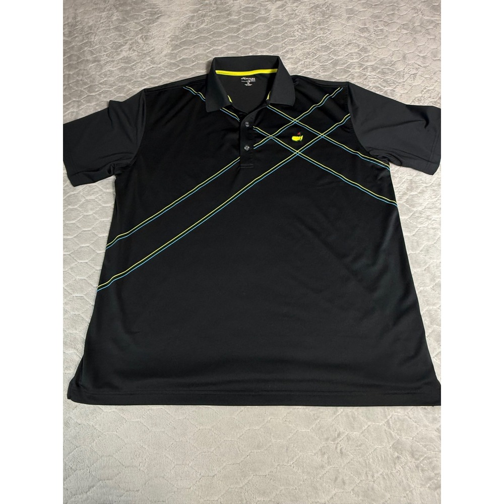 Masters Tech Golf Polo Shirt Mens XL Black Augusta National Performance Short Sl